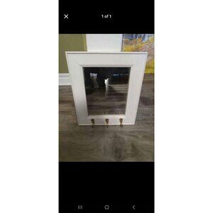 White Framed Wall Mirror with Hooks – Decorative Hanging Vanity Mirror Decor Art